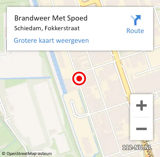 Locatie op kaart van de 112 melding: Brandweer Met Spoed Naar Schiedam, Fokkerstraat op 30 september 2024 12:58