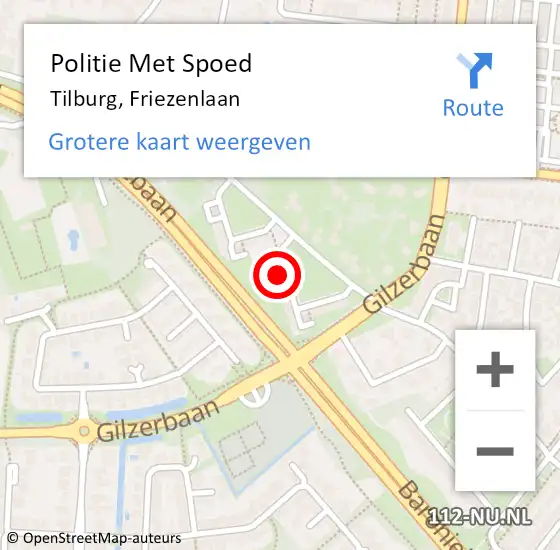 Locatie op kaart van de 112 melding: Politie Met Spoed Naar Tilburg, Friezenlaan op 30 september 2024 13:07