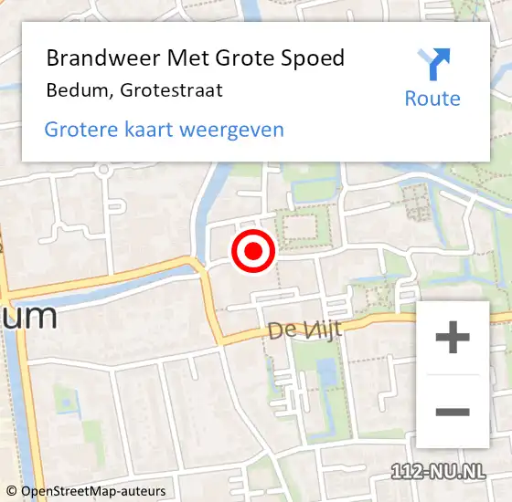 Locatie op kaart van de 112 melding: Brandweer Met Grote Spoed Naar Bedum, Grotestraat op 30 september 2024 13:20