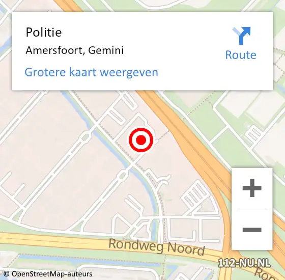 Locatie op kaart van de 112 melding: Politie Amersfoort, Gemini op 30 september 2024 13:21