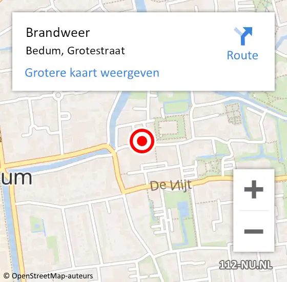 Locatie op kaart van de 112 melding: Brandweer Bedum, Grotestraat op 30 september 2024 13:22