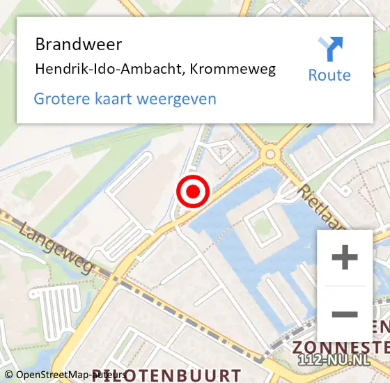 Locatie op kaart van de 112 melding: Brandweer Hendrik-Ido-Ambacht, Krommeweg op 30 september 2024 13:32