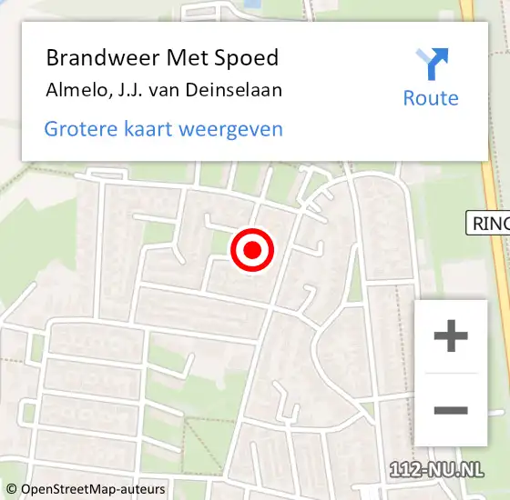 Locatie op kaart van de 112 melding: Brandweer Met Spoed Naar Almelo, J.J. van Deinselaan op 30 september 2024 13:36