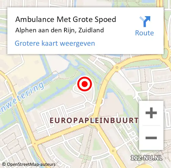 Locatie op kaart van de 112 melding: Ambulance Met Grote Spoed Naar Alphen aan den Rijn, Zuidland op 30 september 2024 13:49