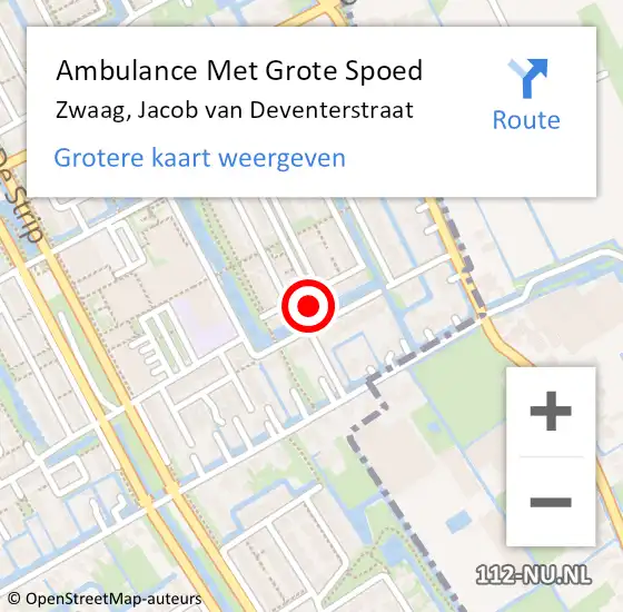 Locatie op kaart van de 112 melding: Ambulance Met Grote Spoed Naar Zwaag, Jacob van Deventerstraat op 30 september 2024 13:57