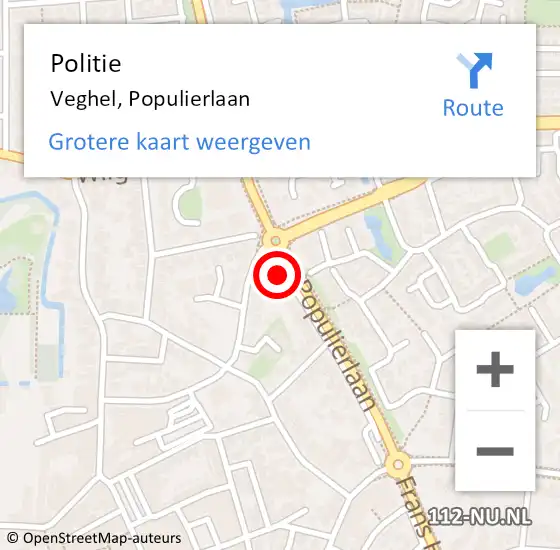 Locatie op kaart van de 112 melding: Politie Veghel, Populierlaan op 30 september 2024 14:13