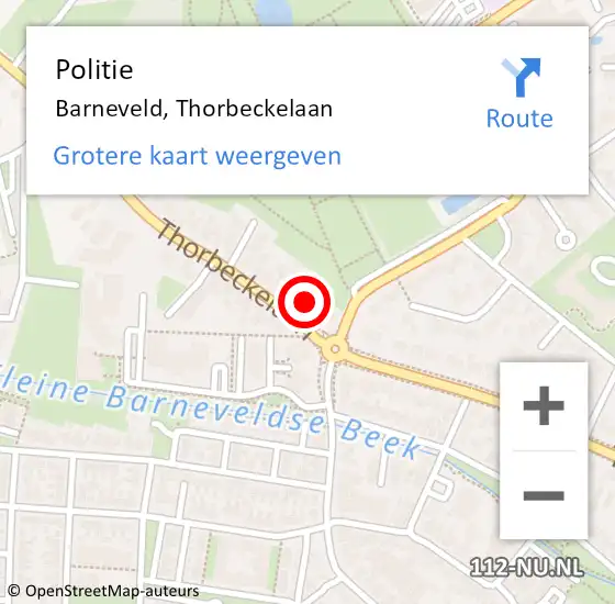 Locatie op kaart van de 112 melding: Politie Barneveld, Thorbeckelaan op 30 september 2024 14:23