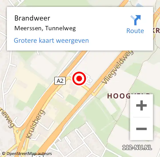 Locatie op kaart van de 112 melding: Brandweer Meerssen, Tunnelweg op 30 september 2024 14:46