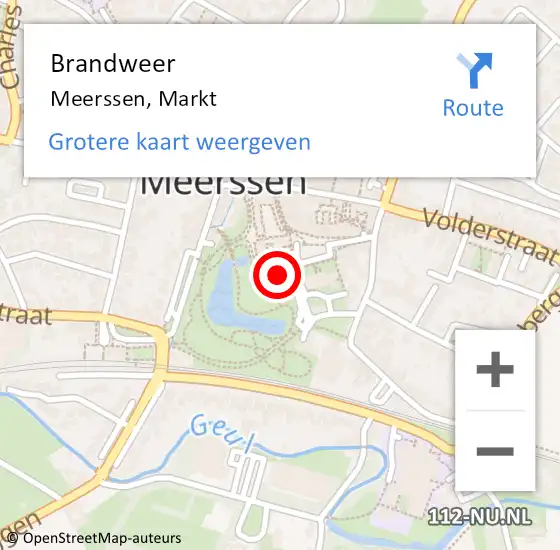 Locatie op kaart van de 112 melding: Brandweer Meerssen, Markt op 30 september 2024 14:56