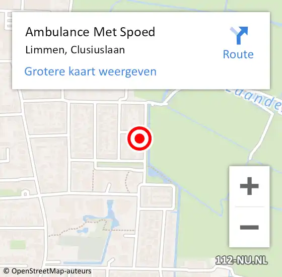 Locatie op kaart van de 112 melding: Ambulance Met Spoed Naar Limmen, Clusiuslaan op 30 september 2024 15:11