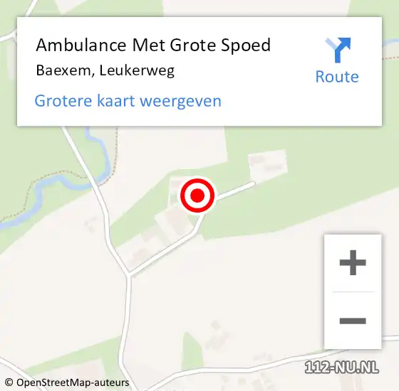 Locatie op kaart van de 112 melding: Ambulance Met Grote Spoed Naar Baexem, Leukerweg op 30 september 2024 15:17