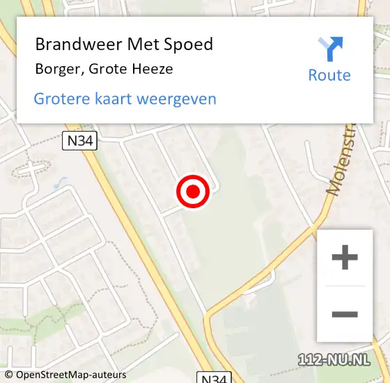 Locatie op kaart van de 112 melding: Brandweer Met Spoed Naar Borger, Grote Heeze op 30 september 2024 15:29