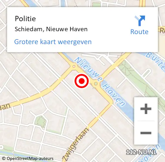 Locatie op kaart van de 112 melding: Politie Schiedam, Nieuwe Haven op 30 september 2024 15:29