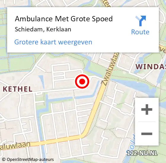 Locatie op kaart van de 112 melding: Ambulance Met Grote Spoed Naar Schiedam, Kerklaan op 30 september 2024 15:32