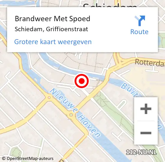 Locatie op kaart van de 112 melding: Brandweer Met Spoed Naar Schiedam, Griffioenstraat op 30 september 2024 15:37