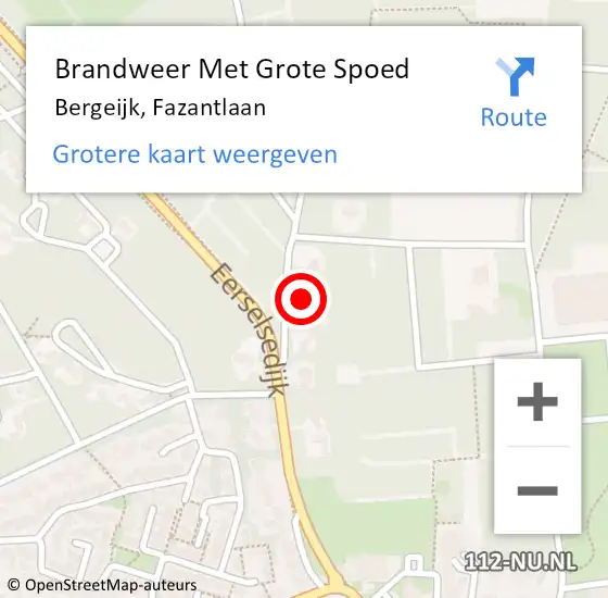 Locatie op kaart van de 112 melding: Brandweer Met Grote Spoed Naar Bergeijk, Fazantlaan op 30 september 2024 15:37