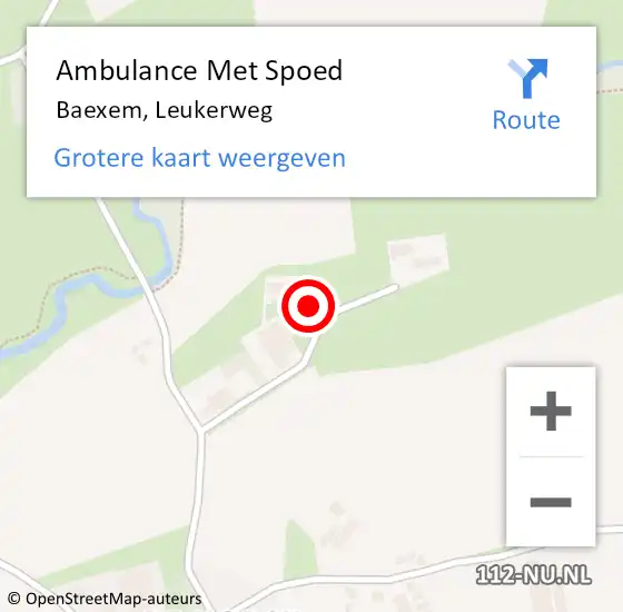 Locatie op kaart van de 112 melding: Ambulance Met Spoed Naar Baexem, Leukerweg op 30 september 2024 15:46