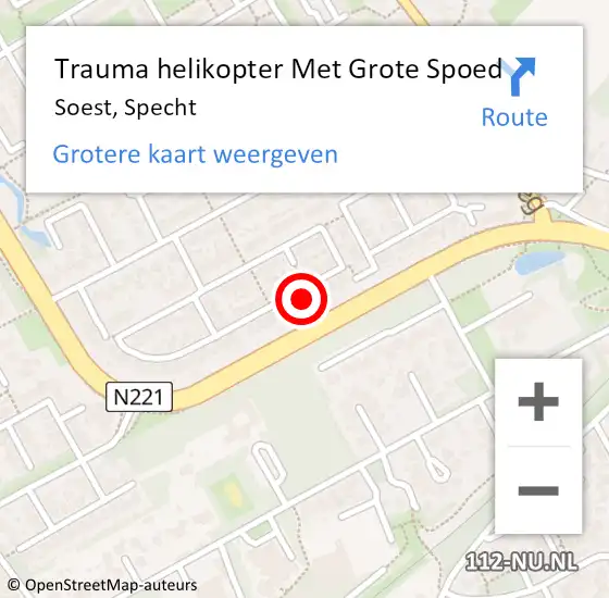 Locatie op kaart van de 112 melding: Trauma helikopter Met Grote Spoed Naar Soest, Specht op 30 september 2024 15:48