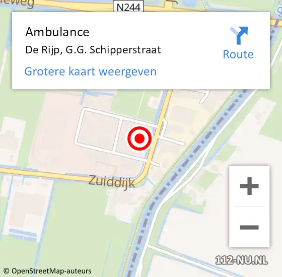 Locatie op kaart van de 112 melding: Ambulance De Rijp, G.G. Schipperstraat op 30 september 2024 15:49