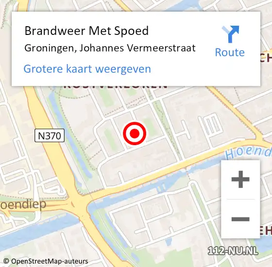 Locatie op kaart van de 112 melding: Brandweer Met Spoed Naar Groningen, Johannes Vermeerstraat op 30 september 2024 16:00