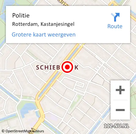 Locatie op kaart van de 112 melding: Politie Rotterdam, Kastanjesingel op 30 september 2024 16:14