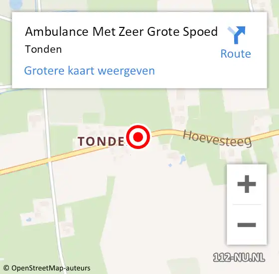 Locatie op kaart van de 112 melding: Ambulance Met Zeer Grote Spoed Naar Tonden op 30 september 2024 16:15