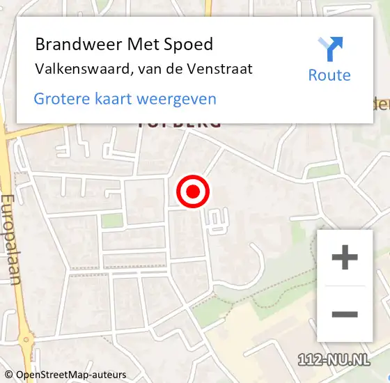 Locatie op kaart van de 112 melding: Brandweer Met Spoed Naar Valkenswaard, van de Venstraat op 30 september 2024 16:48