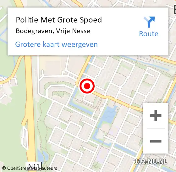 Locatie op kaart van de 112 melding: Politie Met Grote Spoed Naar Bodegraven, Vrije Nesse op 30 september 2024 16:50