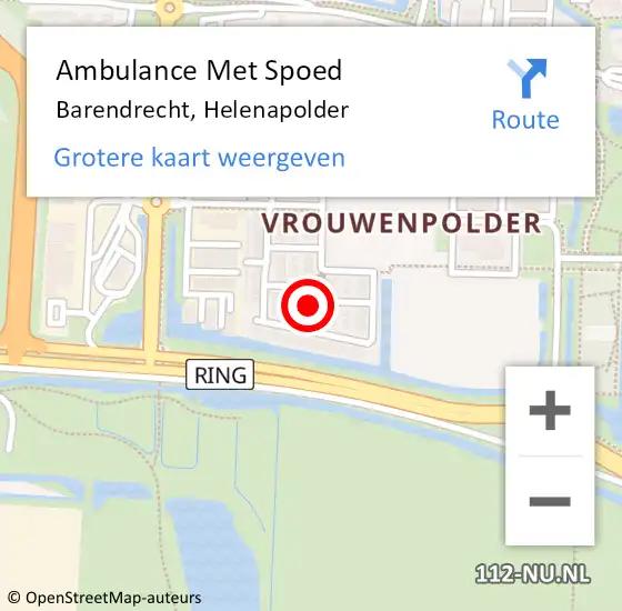 Locatie op kaart van de 112 melding: Ambulance Met Spoed Naar Barendrecht, Helenapolder op 30 september 2024 16:59