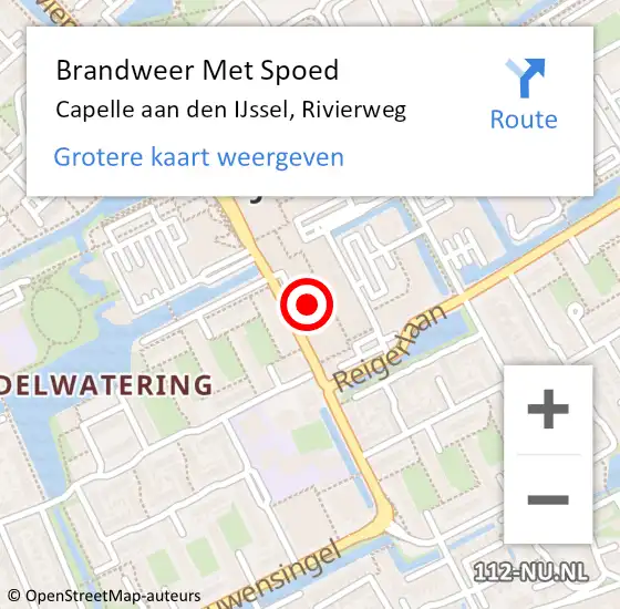 Locatie op kaart van de 112 melding: Brandweer Met Spoed Naar Capelle aan den IJssel, Rivierweg op 30 september 2024 17:12