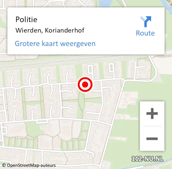 Locatie op kaart van de 112 melding: Politie Wierden, Korianderhof op 30 september 2024 17:36