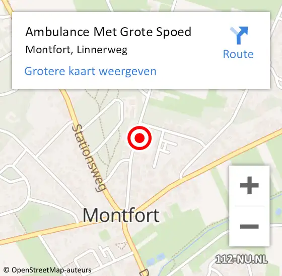 Locatie op kaart van de 112 melding: Ambulance Met Grote Spoed Naar Montfort, Linnerweg op 30 september 2024 17:44