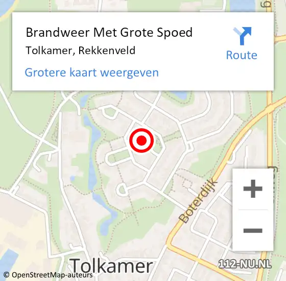 Locatie op kaart van de 112 melding: Brandweer Met Grote Spoed Naar Tolkamer, Rekkenveld op 30 september 2024 17:46