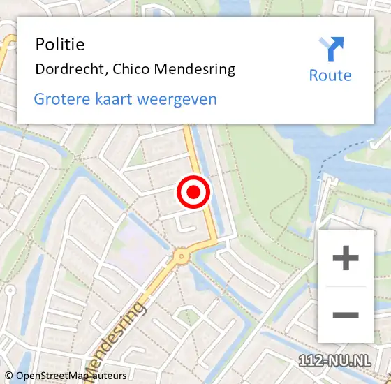 Locatie op kaart van de 112 melding: Politie Dordrecht, Chico Mendesring op 30 september 2024 17:48