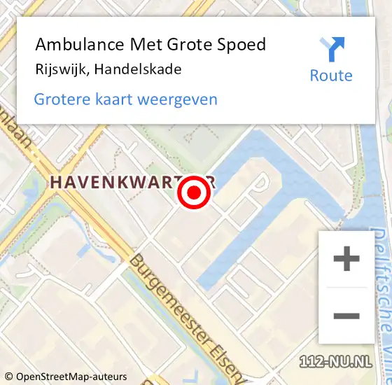 Locatie op kaart van de 112 melding: Ambulance Met Grote Spoed Naar Rijswijk, Handelskade op 30 september 2024 18:05