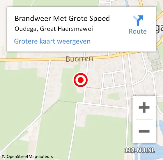 Locatie op kaart van de 112 melding: Brandweer Met Grote Spoed Naar Oudega, Great Haersmawei op 30 september 2024 18:25