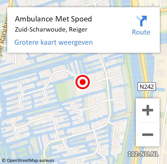 Locatie op kaart van de 112 melding: Ambulance Met Spoed Naar Zuid-Scharwoude, Reiger op 30 september 2024 18:28