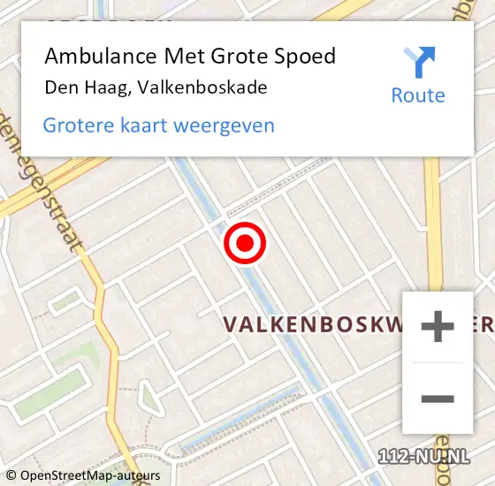 Locatie op kaart van de 112 melding: Ambulance Met Grote Spoed Naar Den Haag, Valkenboskade op 30 september 2024 18:37