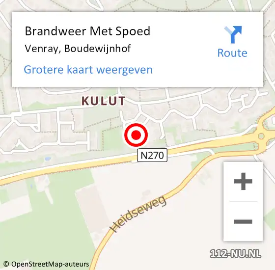 Locatie op kaart van de 112 melding: Brandweer Met Spoed Naar Venray, Boudewijnhof op 30 september 2024 19:09