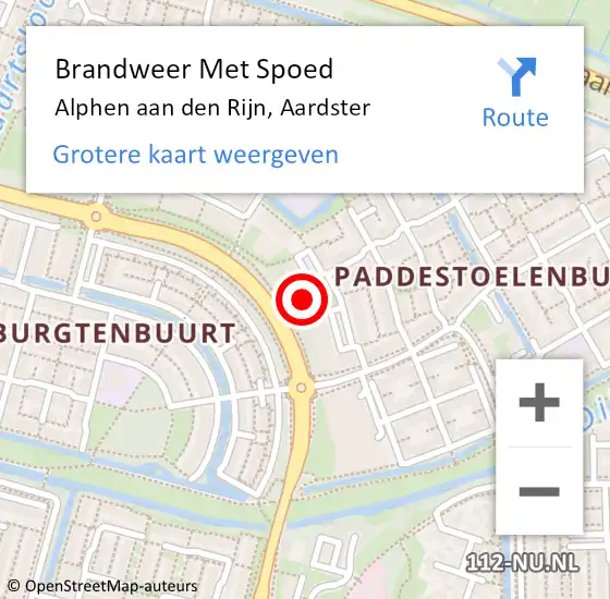 Locatie op kaart van de 112 melding: Brandweer Met Spoed Naar Alphen aan den Rijn, Aardster op 30 september 2024 19:11