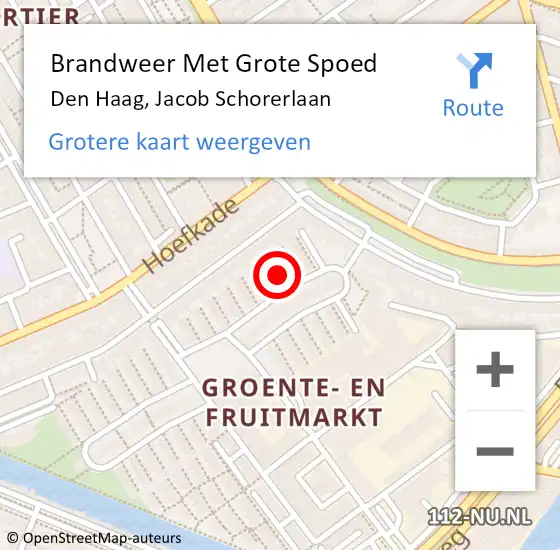 Locatie op kaart van de 112 melding: Brandweer Met Grote Spoed Naar Den Haag, Jacob Schorerlaan op 30 september 2024 19:15