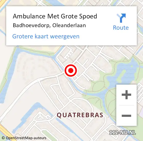 Locatie op kaart van de 112 melding: Ambulance Met Grote Spoed Naar Badhoevedorp, Oleanderlaan op 30 september 2024 19:27