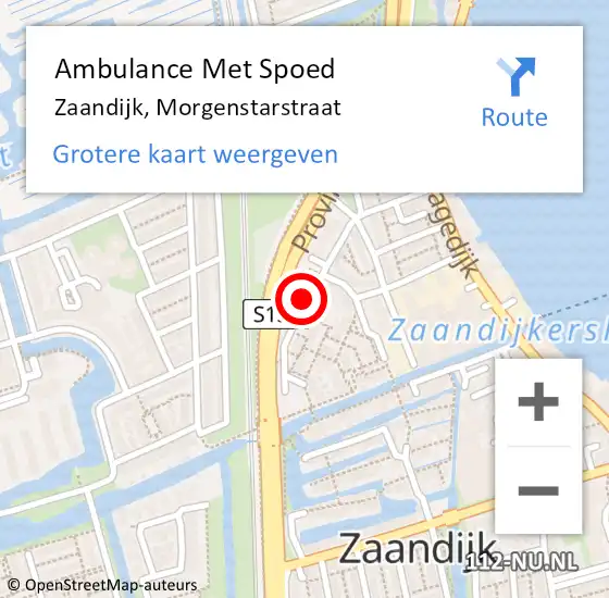 Locatie op kaart van de 112 melding: Ambulance Met Spoed Naar Zaandijk, Morgenstarstraat op 30 september 2024 19:47