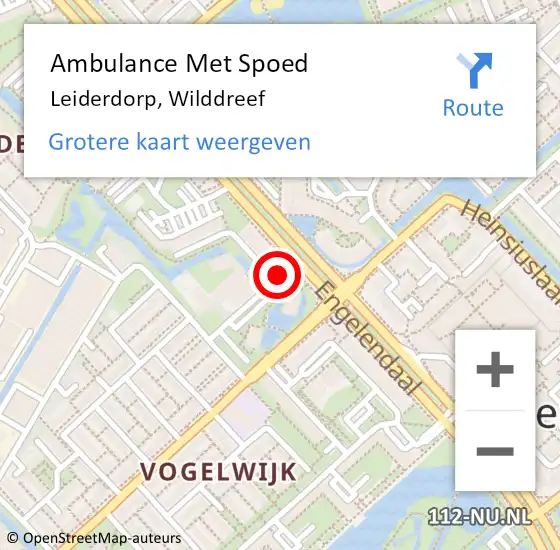 Locatie op kaart van de 112 melding: Ambulance Met Spoed Naar Leiderdorp, Wilddreef op 30 september 2024 19:57