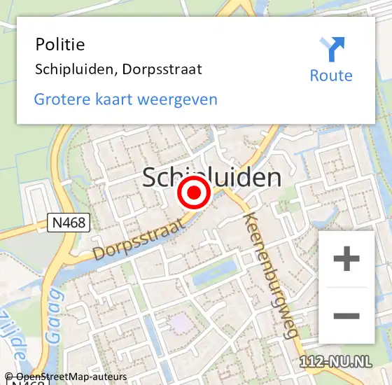 Locatie op kaart van de 112 melding: Politie Schipluiden, Dorpsstraat op 30 september 2024 20:28