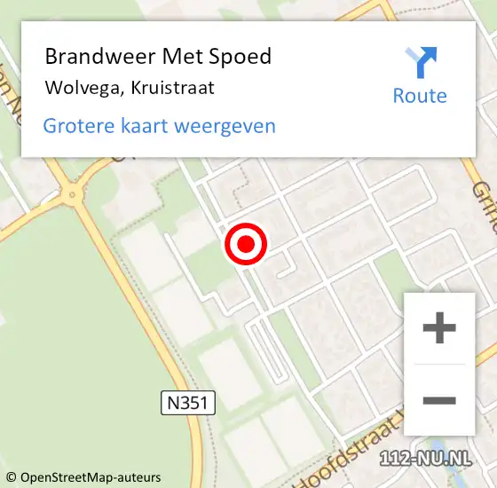 Locatie op kaart van de 112 melding: Brandweer Met Spoed Naar Wolvega, Kruistraat op 30 september 2024 20:30