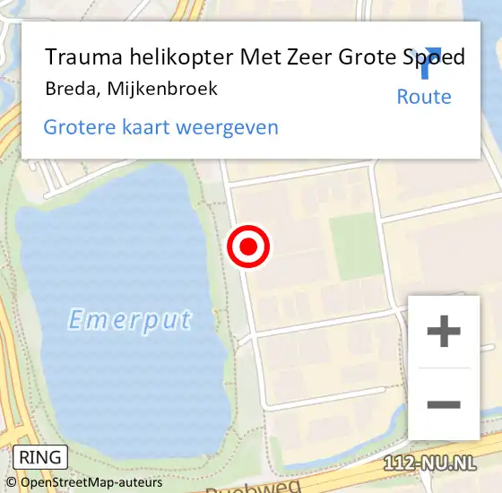 Locatie op kaart van de 112 melding: Trauma helikopter Met Zeer Grote Spoed Naar Breda, Mijkenbroek op 30 september 2024 20:42