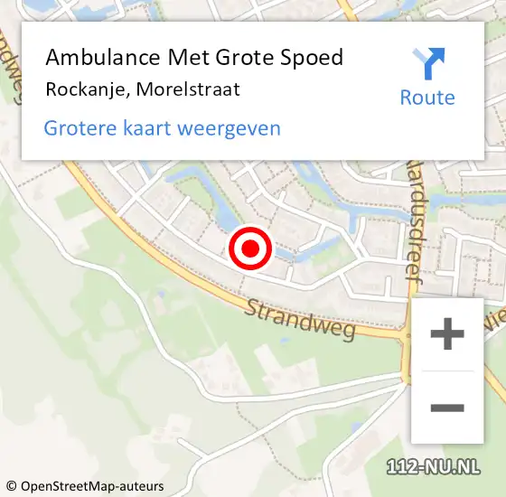 Locatie op kaart van de 112 melding: Ambulance Met Grote Spoed Naar Rockanje, Morelstraat op 30 september 2024 20:43