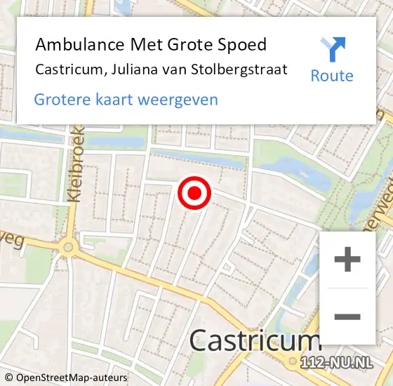 Locatie op kaart van de 112 melding: Ambulance Met Grote Spoed Naar Castricum, Juliana van Stolbergstraat op 30 september 2024 21:12