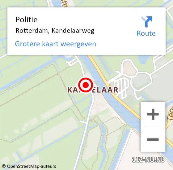 Locatie op kaart van de 112 melding: Politie Rotterdam, Kandelaarweg op 30 september 2024 21:17